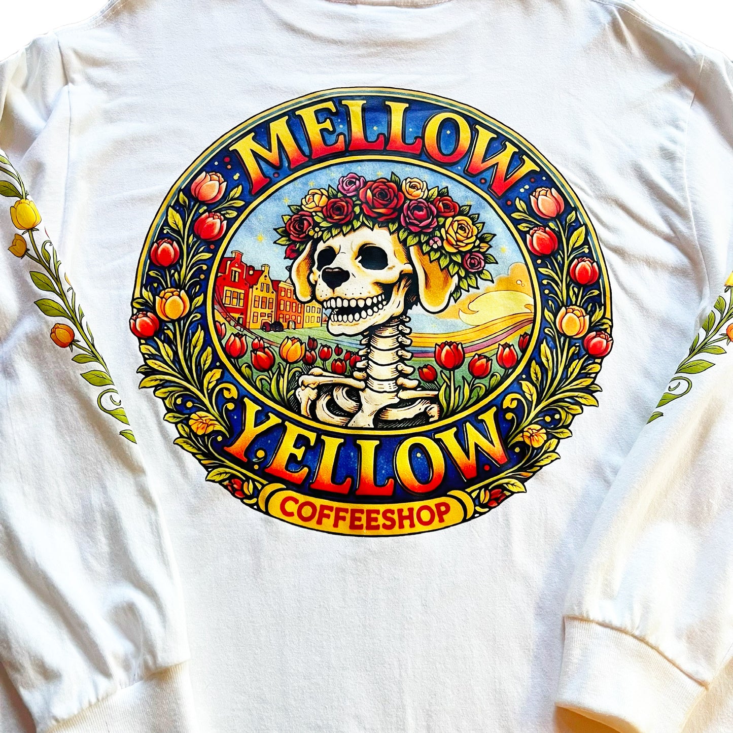 Mellow Yellow Skull & Roses 長袖Tシャツ