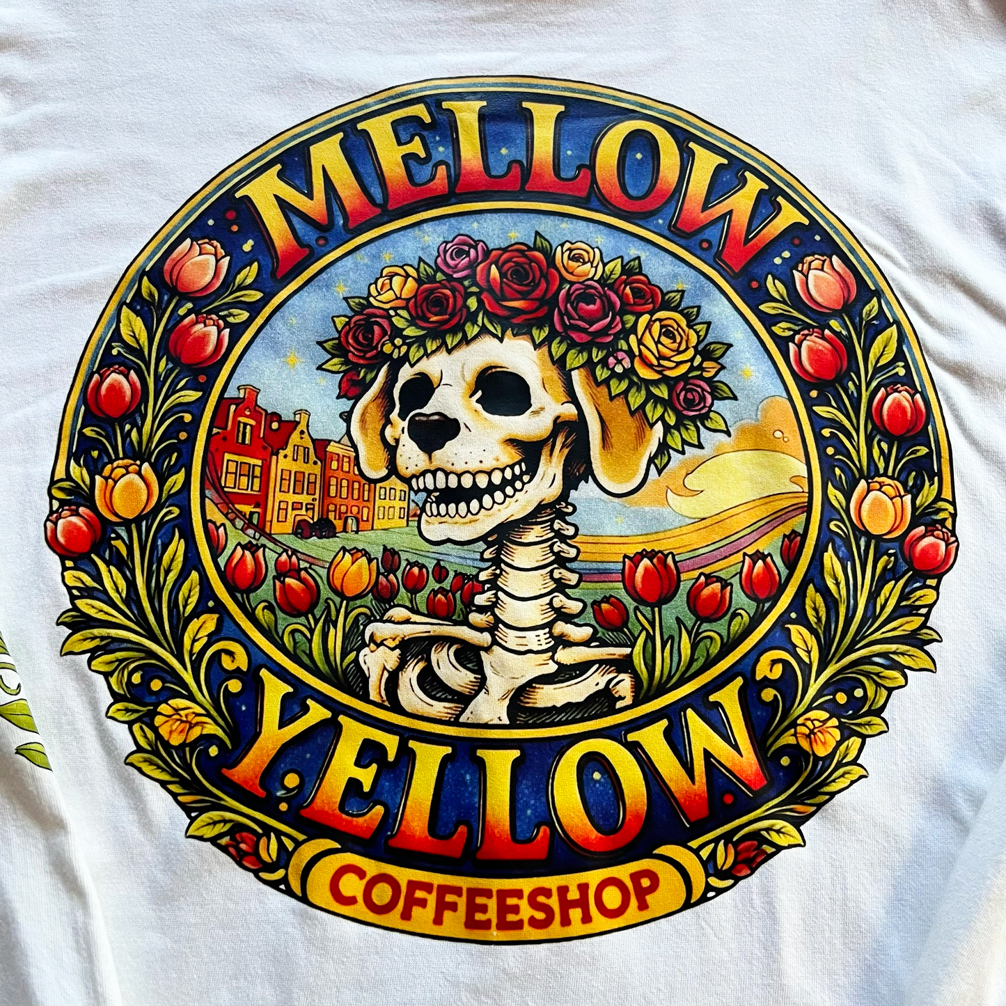 Mellow Yellow Skull & Roses 長袖Tシャツ