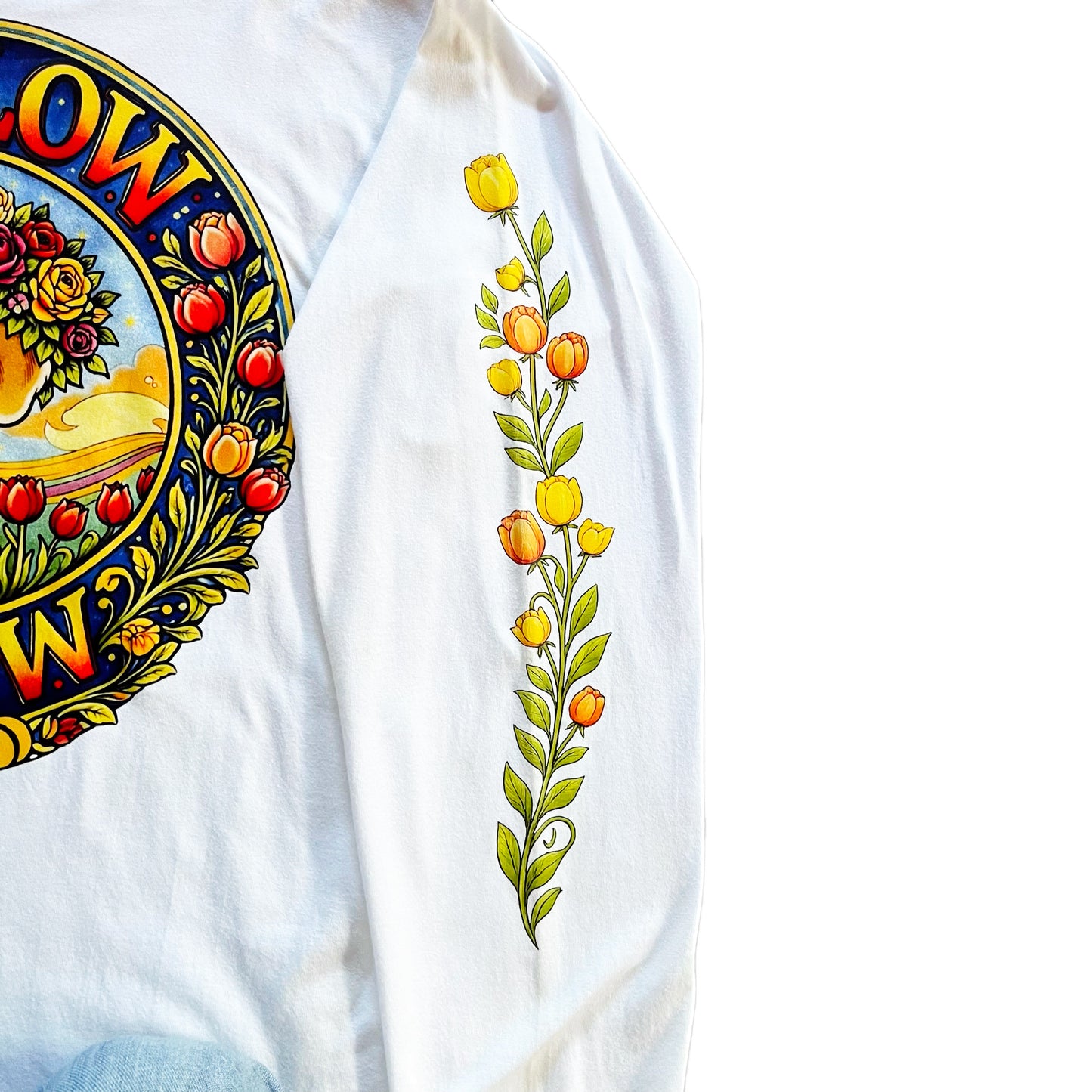 Mellow Yellow Skull & Roses 長袖Tシャツ