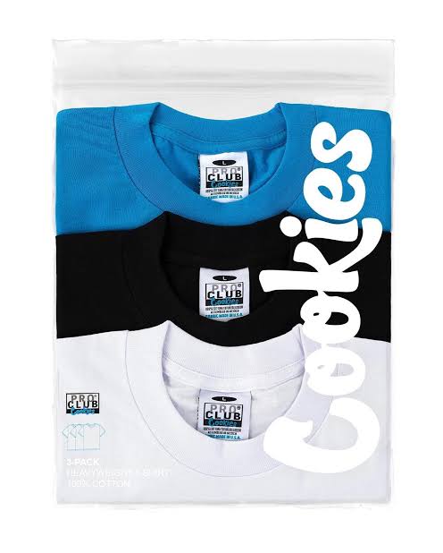 Cookies × PRO CLUB ダブルネーム 無地Tシャツ